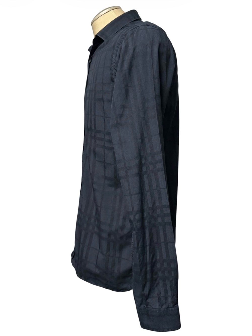 BURBERRY Men’s Cotton Tailored Fit Check Long Sleeve Shirt - Blue, Large - Picture 3 of 11